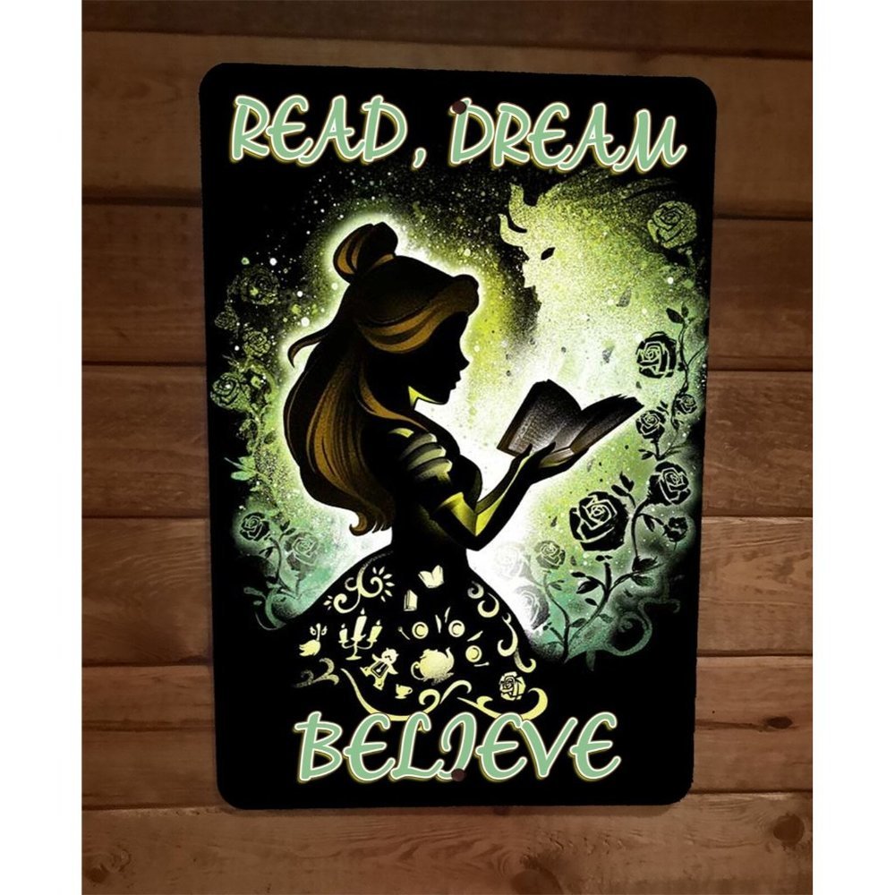Read Dream Believe Alice in Wonderland 8x12 Metal Wall Sign Poster